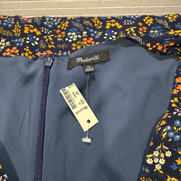 Madewell Floral Mini Dress Tie Front V Neck Short Sleeve Women's Size 00 - Picture 3 of 6